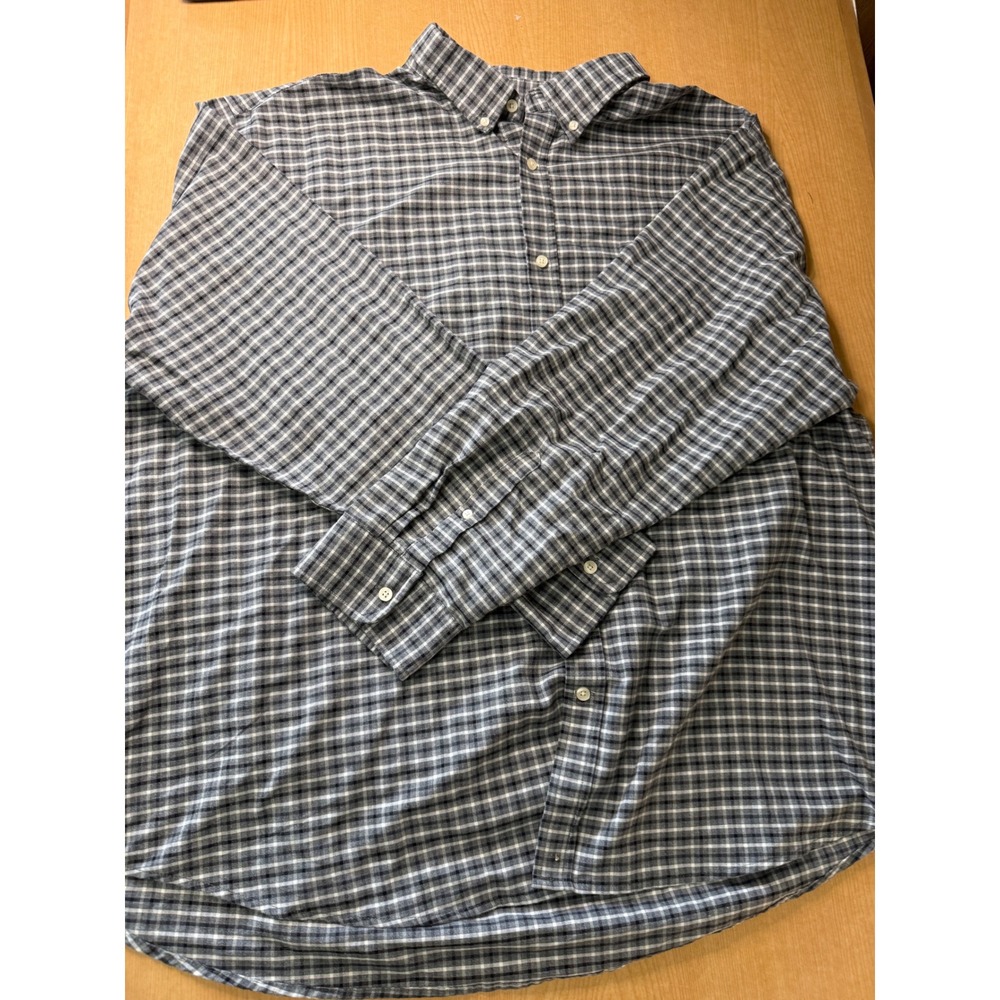 The Foundry Supply Co Mens 3XL Grey Plaid Easy Care Button Shirt Long Sleeve